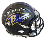 Ravens Jonathan Ogden "HOF 13" Signed Speed Mini Helmet W/ Case BAS Witnessed