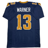 Autographed/Signed Kurt Warner St. Louis Dark Blue Football Jersey JSA COA