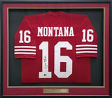 49ers Joe Montana Autographed Signed Framed Red Jersey Beckett QR #BR49312