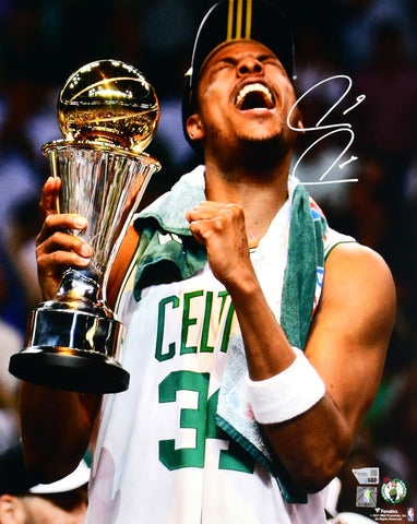 Paul Pierce Autographed Boston Celtics 16x20 Close Up Trophy Photo - Fanatics