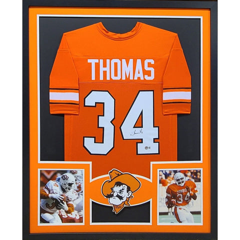 Thurman Thomas Autographed Signed Framed Oklahoma State Jersey BECKETT