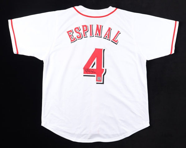 Santiago Espinal Signed Cincinnati Reds Jersey (Playball Ink) 2024 Reds Inflder.
