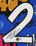 Magic Shaquille O'Neal Signed Alt Blue M&N 94-95 HWC Swingman Framed Jersey BAS