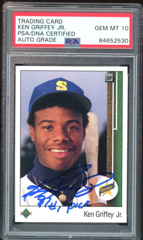 1989 Upper Deck #1 Ken Griffey Jr. 87 #1 Pick RC Rookie PSA/DNA Auto GEM MINT 10
