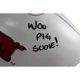 Dre Greenlaw Autographed Arkansas Razorbacks Logo Football Woo Pig Beckett 54661