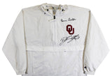 OU Barry Switzer & Bob Stoops Signed White Windbreaker Jacket BAS Wit #2W701842