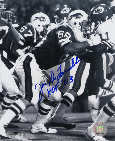 Joe DeLamielleure Signed Bills B&W vs Chiefs 8x10 Photo w/HOF'03 - (SS COA)