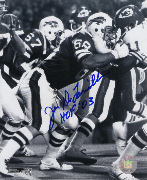 Joe DeLamielleure Signed Bills B&W vs Chiefs 8x10 Photo w/HOF'03 - (SS COA)