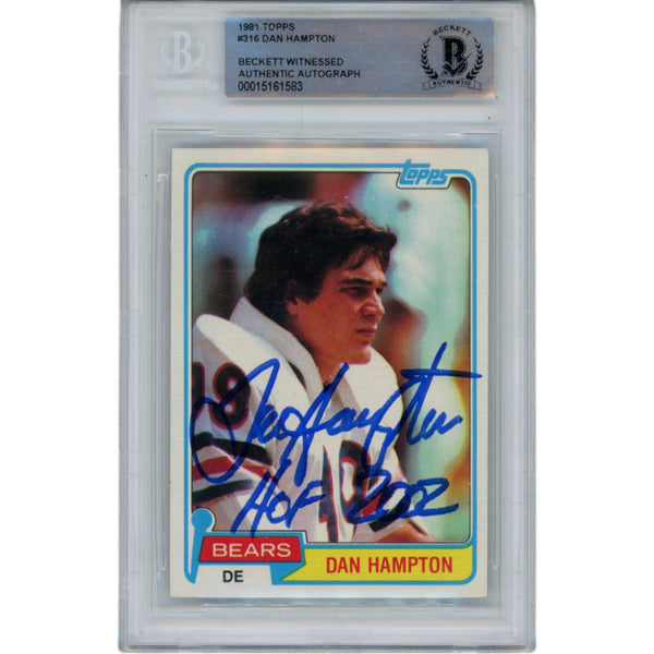 Dan Hampton Autographed 1981 Topps #316 Slabbed Trading Card Beckett 49397