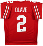 Ohio State Chris Olave Authentic Signed Red Pro Style Jersey BAS Witnessed