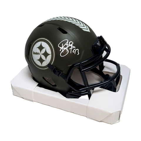 Troy Polamalu Autographed Steelers Salute to Service Mini Helmet - BAS