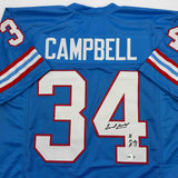 Autographed/Signed EARL CAMPBELL HOF 91 Houston Blue Jersey Beckett BAS COA