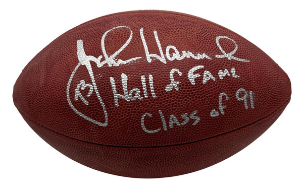 John Hannah HOF Signed Official Wilson NFL Football Patriots JSA 214082