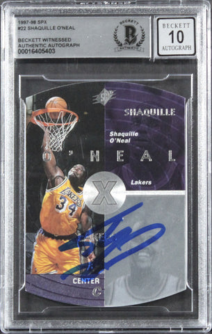 Lakers Shaquille O'Neal Authentic Signed 1997 SPX #22 Card Auto 10! BAS Slabbed