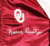 Oklahoma Barry Switzer Signed Maroon NCAA Windbreaker BAS Witnessed #2W088659