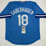 Autographed/Signed Bret Saberhagen Kansas City Light Blue Jersey JSA COA