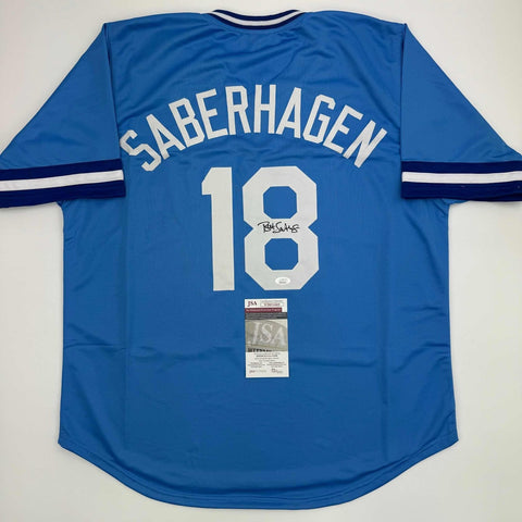 Autographed/Signed Bret Saberhagen Kansas City Light Blue Jersey JSA COA