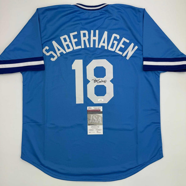 Autographed/Signed Bret Saberhagen Kansas City Light Blue Jersey JSA COA