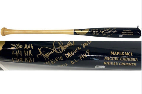 Miguel Cabrera Signed SAM 2012 Triple Crown MVP Stat Model Bat Auto Fanatics