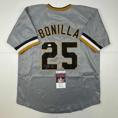 Autographed/Signed Bobby Bonilla Pittsburgh Grey Baseball Jersey JSA COA
