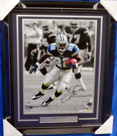 EMMITT SMITH AUTOGRAPHED SIGNED FRAMED 16X20 PHOTO DALLAS COWBOYS BECKETT 185065