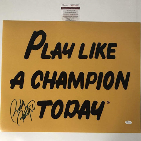Autographed/Signed Rudy Ruettiger Play Like A Champion Today Notre Dame 16x20 Fo
