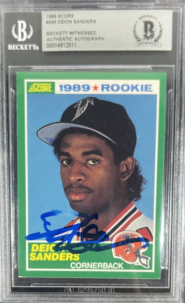 Deion Sanders Signed 1989 Score #246 (AS IS) Atlanta Falcons Card Beckett 40834