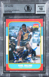 Jazz Karl Malone Signed 1986 Fleer #68 Auto Card Auto Graded 10! BAS Slabbed 2