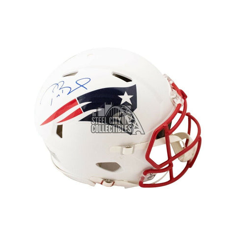 Tom Brady Autographed Patriots Flat White Authentic F/S Helmet - Fanatics LOA