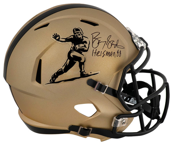 Barry Sanders Signed Heisman Logo Riddell F/S Speed Rep Helmet w/INSC - (SS COA)