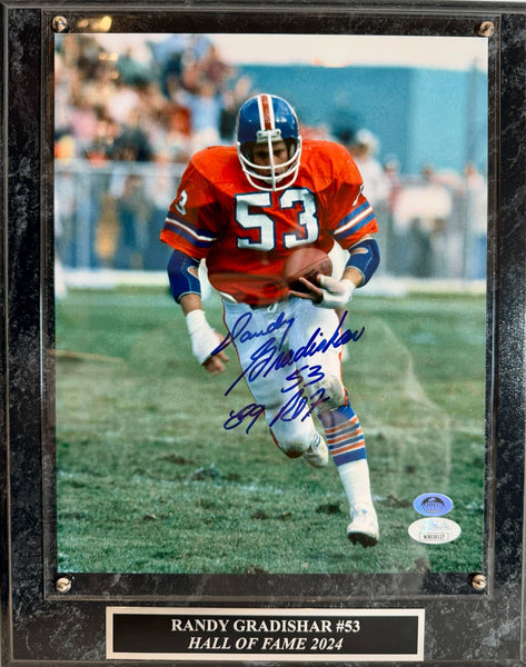 Randy Gradishar Autographed 8x10 Photo Inscribed "ROF 89" w/ Plaque JSA COA