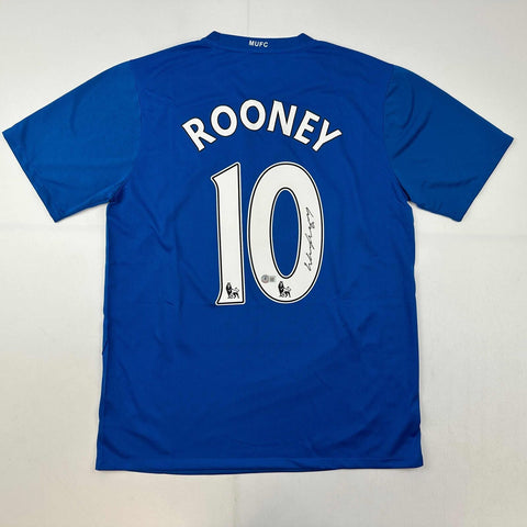 Autographed/Signed Wayne Rooney Manchester United Blue Jersey Beckett BAS COA