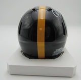 Rocky Bleier HOF Signed/Inscr Black Mini Helmet Steelers Beckett Witness 191559