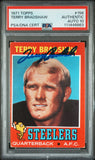 Steelers Terry Bradshaw Signed 1971 Topps #156 Rookie Card Auto 10! PSA Slab 1