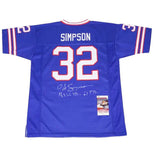 OJ Simpson Signed Buffalo Bills Football Jersey Inscribed 11,236 Yds with JSA
