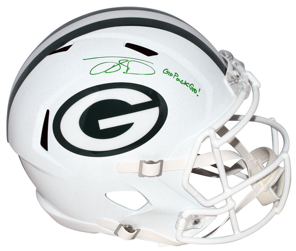 JAYDEN REED SIGNED GREEN BAY PACKERS WHITE FULL SIZE SPEED HELMET W/ GO PACK GO