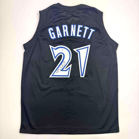 Autographed/Signed Kevin Garnett Minnesota Black Jersey Beckett COA