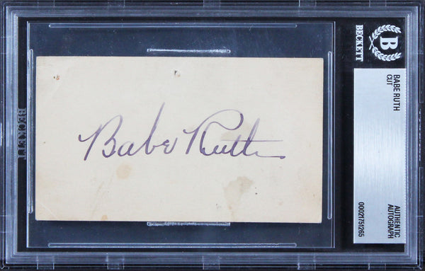 Yankees Babe Ruth Authentic Signed 2x3.5 Cut Signature PSA & BAS Slabbed
