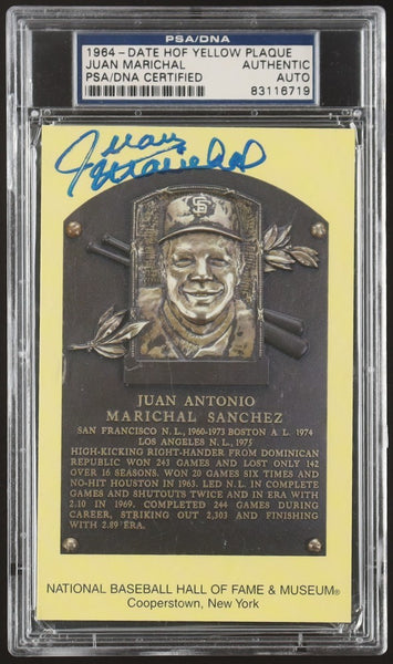 Juan Marichal Signed Hall of Fame Plaque Postcard (PSA/DNA) San Francisco Giants