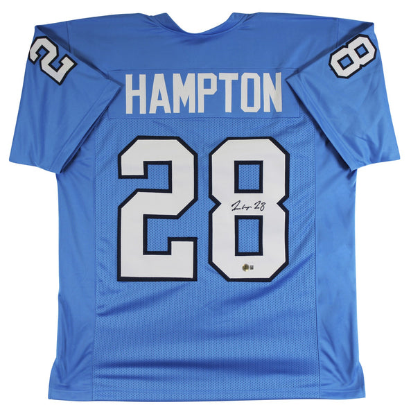 North Carolina Omarion Hampton Signed Carolina Blue Pro Style Jersey BAS Witness