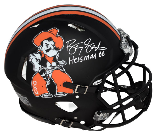 BARRY SANDERS SIGNED OKLAHOMA STATE COWBOYS PISTOL AUTHENTIC HELMET + – Super Sports Center