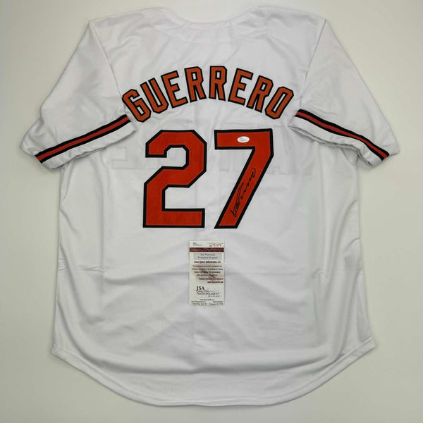Autographed/Signed Vladimir Guerrero Baltimore White Jersey JSA COA