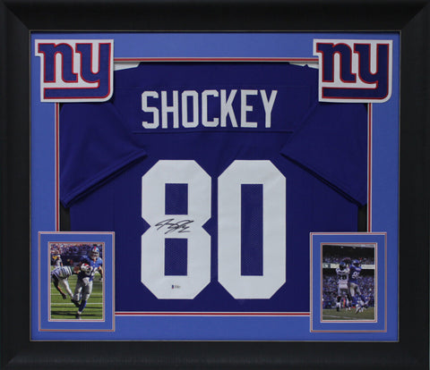Jeremy Shockey Authentic Signed Blue Pro Style Framed Jersey BAS Witnessed