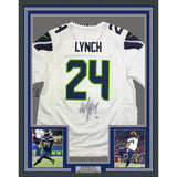 Framed Autographed/Signed Marshawn Lynch 35x39 Seahawks Jersey Fanatics COA