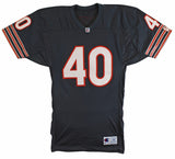 Bears Gale Sayers "Best Wishes" Signed Navy Blue Champion Jersey BAS #BV01101