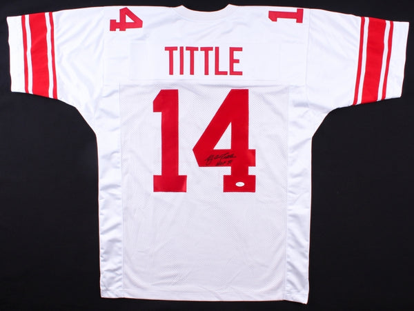 Y.A.Tittle Signed New York Giants Jersey Inscr "HOF 71" (JSA COA) 7xPro Bowl Q.B