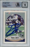 Emmitt Smith Autographed 1990 Fleer U-40 Rookie Card Beckett 10 Slab 39269