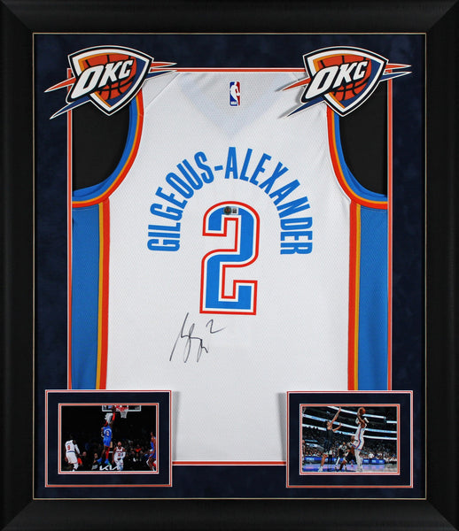 Thunder Shai Gilgeous-Alexander Signed White Nike Framed Jersey BAS #BS78076