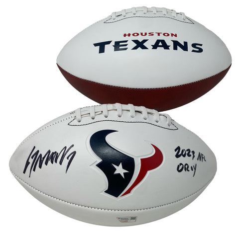 C.J. Stroud Autographed "2023 NLF OROY" Texans White Panel Football Fanatics