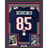 Framed Signed Chad Ochocinco (Johnson) 35x39 Blue Jersey JSA COA